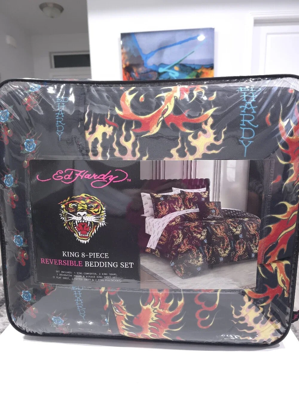 Ed Hardy KING 8 Piece Dragon Comforter Bedding Set New